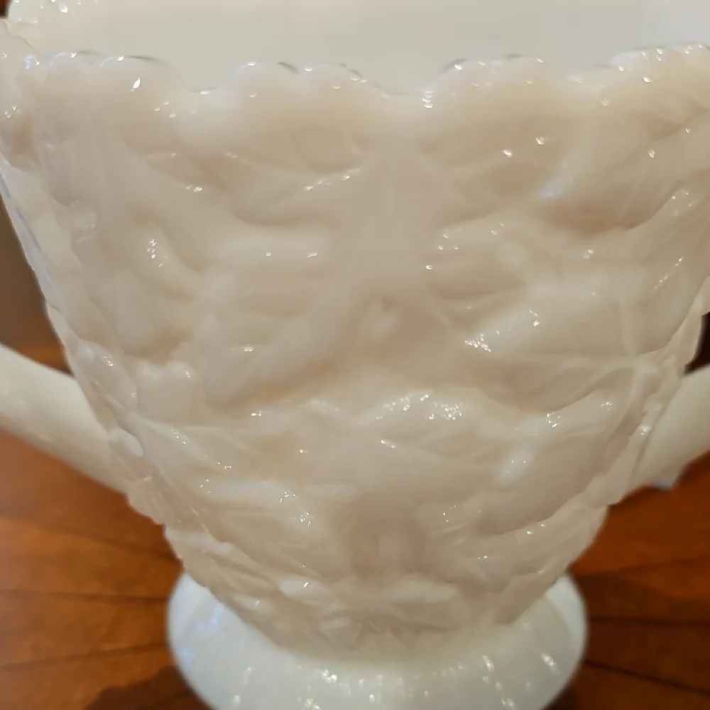 Westmoreland Bramble Pattern Milk Glass Open Sugar & Creamer, Set of 2